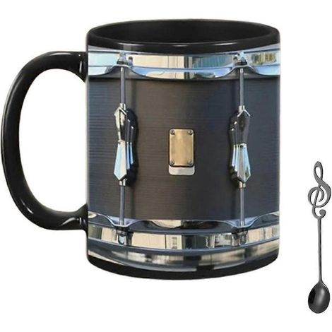 11OZ Schwarzer Vintage-Trommelbecher Lustiger Tee-, Kaffee-, Saft- und Wasserbecher