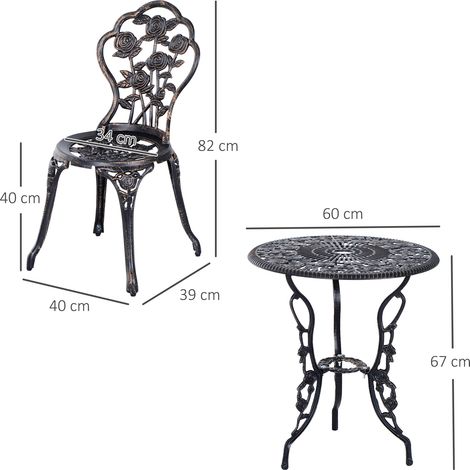 Salon de jardin pour 2 personnes : table + chaise, bronze (1/5)
