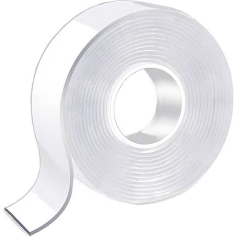Ruban adhésif double face super transparent, adhésif antidérapant amovible et lavable, ruban nano réutilisable, pas de traces 3 m (1/4)