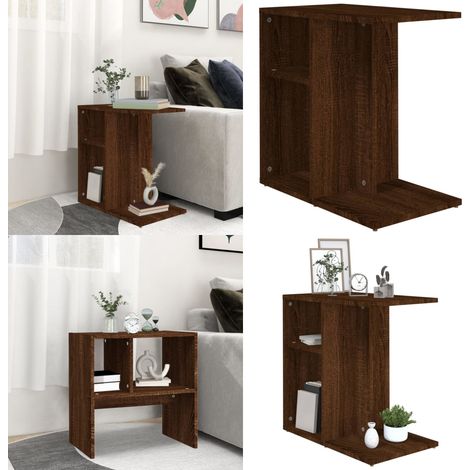 Mesa auxiliar de madera contrachapada marrón roble 50x30x50 cm - Madera contrachapada - Almacenamiento