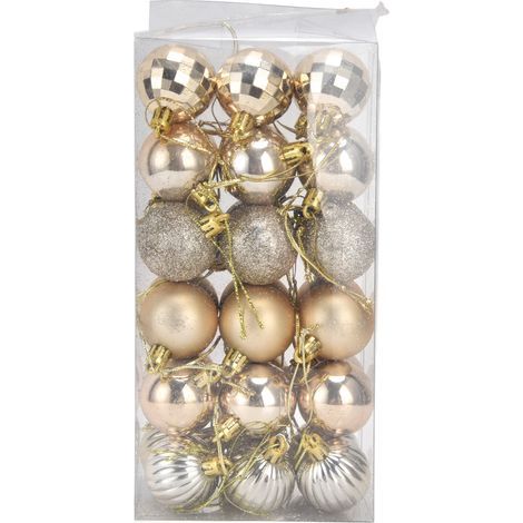 Goldene/silberne Weihnachtskugeln, 4 cm, 36 Stück, bruchsichere Kunststoff-Hängekugeln, Weihnachtsbaumschmuck (Gold) (1/5)