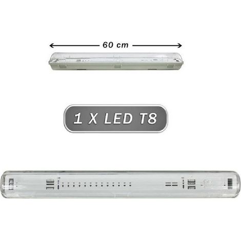 Trade Shop - WASSERDICHTE DECKENLEUCHTE 1 NEON-LED-RÖHRE T8 G13 60CM 220V WANDDECKE IP65 T8-60SS - (1/4)