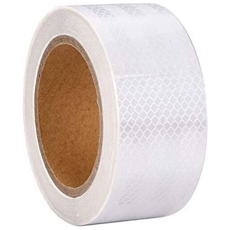 Pair Ruban Réfléchissant Blanc 5m x 5cm Ruban Réflecteur Imperméable Ruban d'Avertissement Auto-adhésif Ruban de Sécurité-Bande d'Avertissement Visible pour Véhicules, Vélos, Extérieur, Voitures