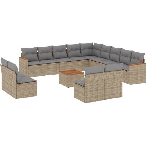 Maison Exclusive - 14-tlg. Garten-Sofagarnitur mit Kissen Beige P