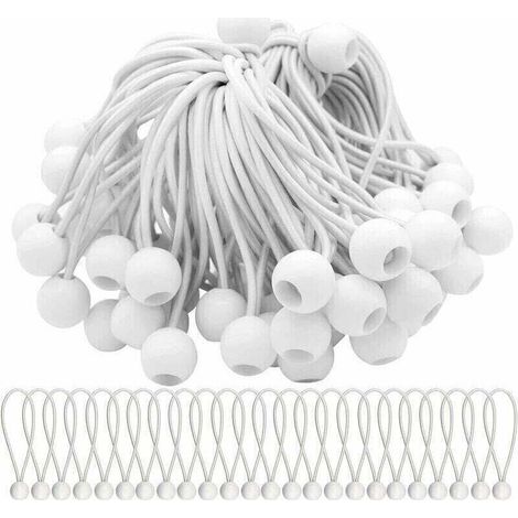 SABIR Lot de40 Tendeur Elastique Cordons Élastiques avec Boules Sandow Elastique Boules Elastiques pour chapiteaux, tentes, bannières et bâches - RWTendeur sandow.. (1/4)
