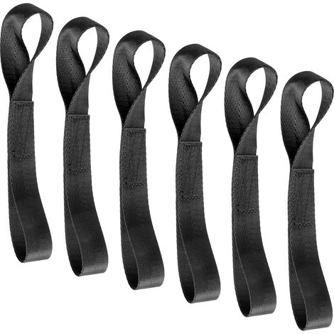 6 Boucles d’Arrimage 20 × 2,5 cm, Doubles Sangles en Polyester Noir (1/5)