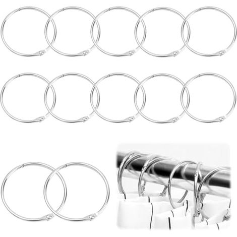 12 Crochets de rideau de douche en métal, anneaux antirouille pour salle de bain, glisse facile pour tringle de douche, cabine d'essayage, fenêtres, hôtel