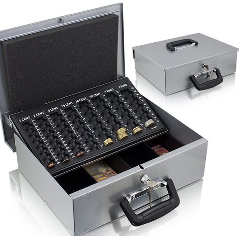 35cm Hellgrau Geldtransportbox Geldkassette Münzzählbrett Zähl- und Transportkassette Münzkassette Geld Kasse Geldkasse Transportbox 350mm (1/3)