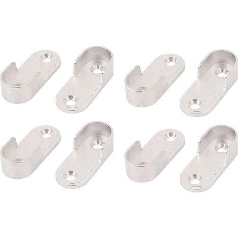 8 supports ovales pour tringle à vêtements, couleur argentée (1/3)