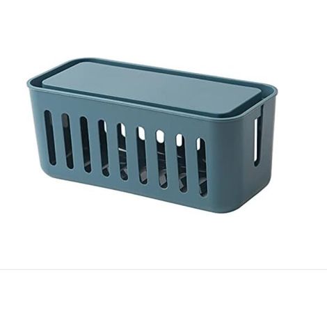 (Bleu) Boîte De Gestion De Câbles, Boîte De Rangement De Câbles, Organisateur De Câbles, Boîte De Câbles D'extension Pour Cacher les Fils, Bandes D'alimentation, Routeur Hub USB Pour Bureau