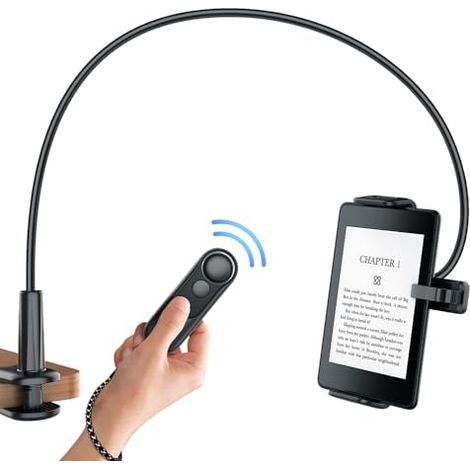 Tablet-Ständer zum Lesen von Kindle mit RF-Fernbedienung und Seitenwender (HKRC004), eReader-Ständer und Fernbedienung, Zubehör für Kindle/iPad/Tablets zum Lesen im Bett
