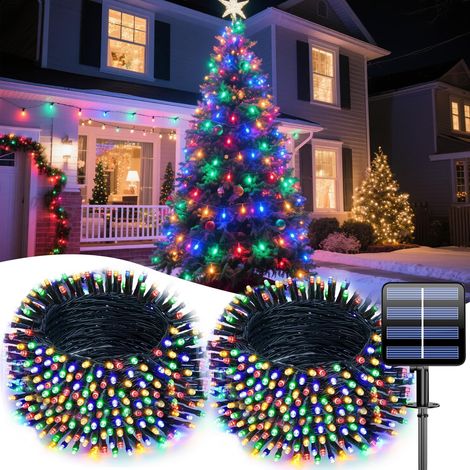 Guirlandes Lumineuses Solaires Étanches - 20m 200 LED pour Pergola/Mur/Clôture, Jardin, Extérieur  8 Modes de Clignotement  Autonomie 8-10h  IP65  Décoration Festive Écologique