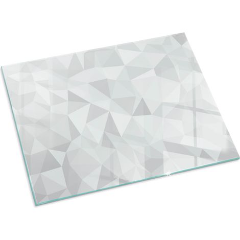 Plaque Rectangulaire en verre trempé avec impression décorative Protection de sol sous cheminée Motif géométrique abstrait 80x60 cm (1/5)