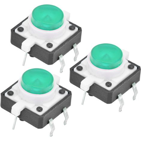 20 Stück grüne LED-Berührungstaster (Momentanbetrieb), 12 x 12 x 7,3 mm