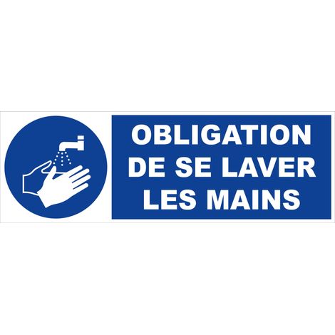 Panneau Obligation de se laver les mains - Rigide 450x150mm - 4030647