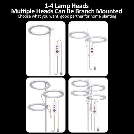 Lampada LED a spettro completo per la coltivazione di piante, con 20 LED, timer 8H/12H/16H, 5 livelli di luminosità e anello angelo USB regolabile in altezza, ideale per piante grasse. (1/5)
