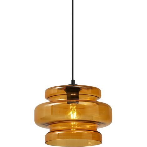 Retro Pendant Lamp Black with Orange Glass - Denise (1/5)
