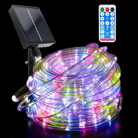 Guirlande Tube Lumineuse Solaire, Étanche Guirlande Lumineuse 22 Mètre 8 Modes 200 LED Solaire Tube Lumineux avec Télécommande pour Jardin Chambre Mariage Fête Décoration de Noël (1/5)