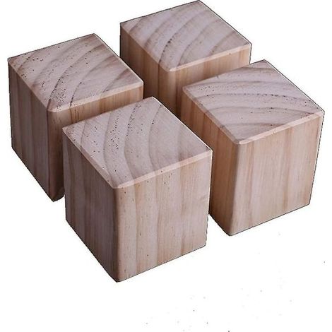 Set mit 4 Möbelfüßen aus Holz, Möbelerhöhungen, Bettstützen 5x5x8cm (1/5)