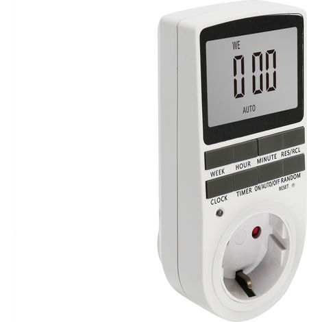 Timer digitale da presa elettrica con 10 programmi giornalieri/settimanali, modalità antifurto e ampio display LCD - Confezione da 2