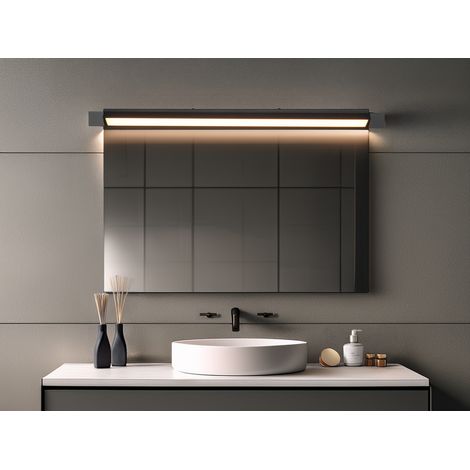 Dimmbare LED Bad Spiegelleuchte FABRIZIO schwenkbar, Schwarz Breite 80cm