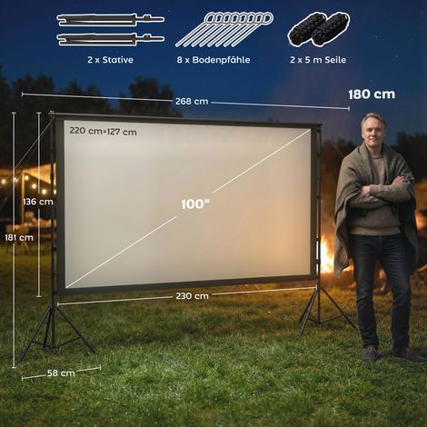 Écran de projection hd 4k écran double face portable avec trépieds pliables blanc 8k 100 pouces 100 pouces avec support style élégant (1/5)