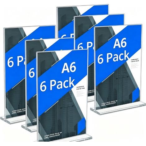 Set di 6 supporti da tavolo in acrilico, 100150 mm, adatti per poster, menù e brochure (uffici, negozi, hotel, ristoranti, fiere, matrimoni). (1/5)