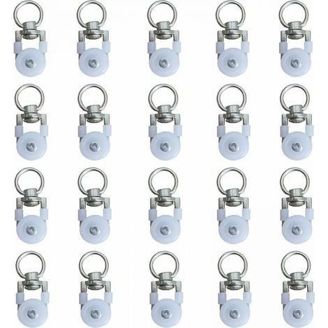 20pcs Rouleaux de Rail de Rideaux,Rouleaux de Rail,Rouleaux de Tringle à Rideaux GlissièRes,Poulie Silencieuse,Rail de Rideaux FenêTre Double Rail Rouleau,pour Rails de Rideau de Windows (1/4)