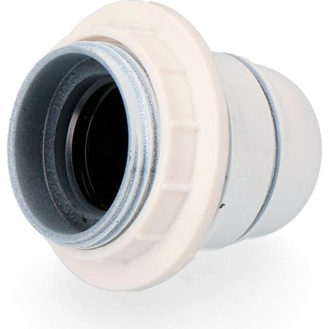 Portalampada EDM semi-filettato bianco E-27 + rondella (1/2)