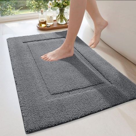 Tapis De Bain - 40x60 Cm - Antidérapant - Ultra-Absorbant - Gris Foncé - 1 Pièce (1/5)