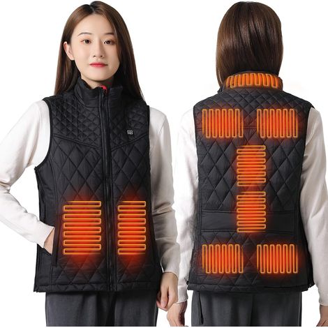 Bseical Veste Chauffante Sans Manche Femme, Gilet Chauffant Moto Usb, Doudoune Chauffante Femme Hiver, Vêtements Blouson Chauffant De Chasse Electrique Dos Et Nuque Heated Body Warmer Jackets chauffé (1/5)