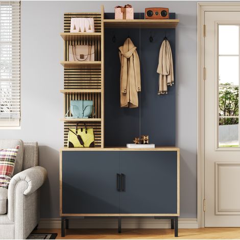 CHICFURN Appendiabiti da ingresso 100x40x190,5 cm in truciolare effetto legno e nero (1/5)