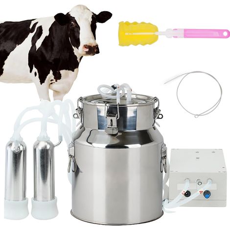 Machine à Traire éLectrique pour Vaches, Trayeuse à Pompe à Vide à Pulsation 3L/5L/10L/14L, ArrêT Automatique Lorsque Le Lait Est Plein, Traite Confortable, pour Famille, Petite Ferme,10L (1/5)