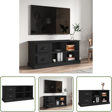 Meuble TV noir 102x35,5x47,5 bois d'ingénierie (1/5)