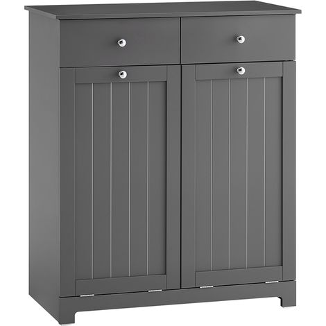 Sobuy – Meuble de salle de bain avec 2 tiroirs et 2 sacs à linge 45L – Dimensions L78xP38xH90cm – MDF E1 résistant à l'humidité – BZR33IIDG