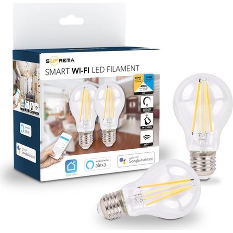 SET 2 LAMPADINE LED FILAMENTO INTENSITA' REGOLABILE SMART E27 NATURALE (1/5)