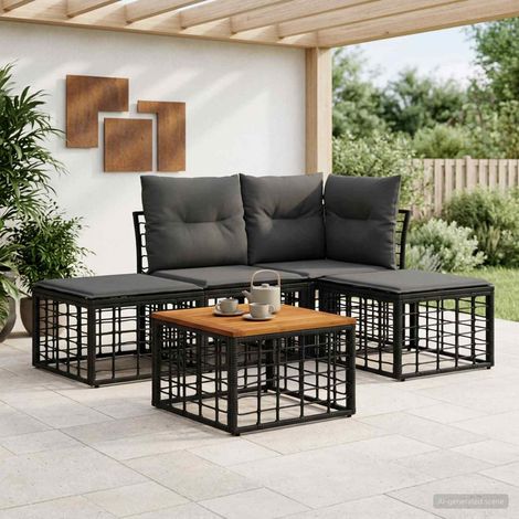 vidaXL Ensemble de canapés d'extérieur 5 pcs Noir et Gris foncé (1/5)