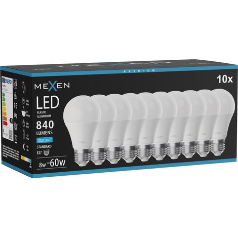 Mexen Nova 10x LED-Glühbirne E27, A60, 8W, Kalt - 6500K, 840 lm - L100-E27-0865-01x10 (1/5)