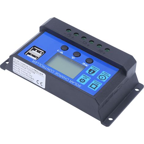 Régulateur de charge solaire 20A 12V/24V avec écran LCD et double sortie USB pour batterie (1/5)