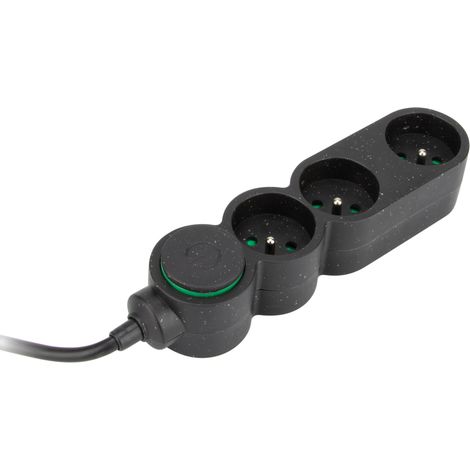 Bloc multiprise Home Green 3 prises 2P+T - noir - Zenitech (1/4)