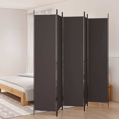 Cloison de séparation 5 panneaux-Paravent-Séparateur de pièce Marron 250x220 cm Tissu (1/5)