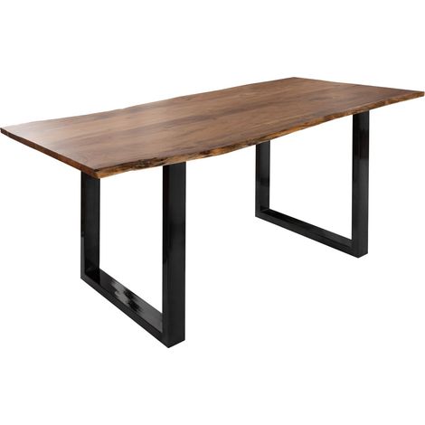 Table à manger 140x90 Acacia laqué Bois naturel / Anthracite laqué FREEFORM