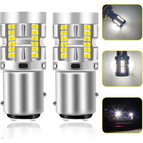 2 Pièces 1157 BAY15D voiture LED ampoule feu stop feu de recul DC12v-24v-blanc (1/5)