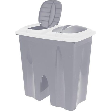 Cestino per rifiuti 2x25L grigio (1/4)