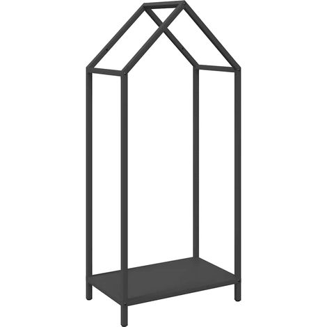 Portant de bois chauffage noir 40x25x90 cm CFW46292 (1/5)