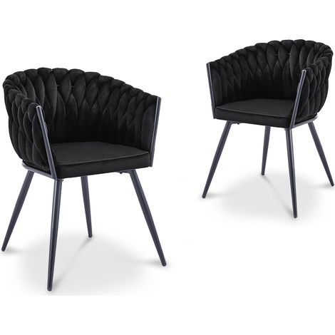 Lot de 2 chaises wave en velours noir CINDY (1/5)