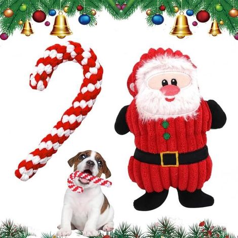 Jouet pour Chien à Mâcher Noel, Pet Corde à Mâcher Jouets, Jouet Chien Corde Noël, Jouets de Corde à Mâcher Noël, Jouet de Noel (1/4)
