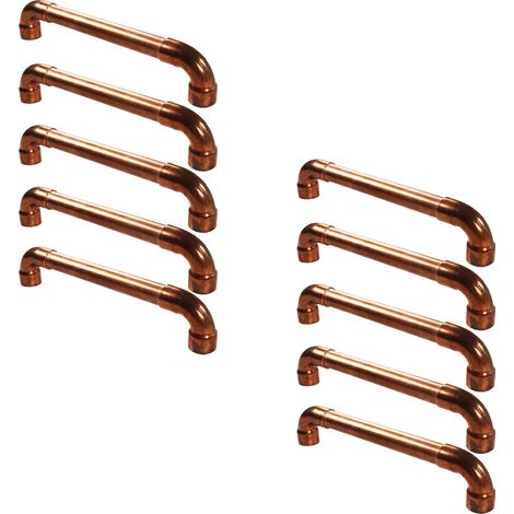 Lot de 10 Poignées simple en Cuivre - Entraxe 330 mm - Ø14 - Arcanaute (1/4)
