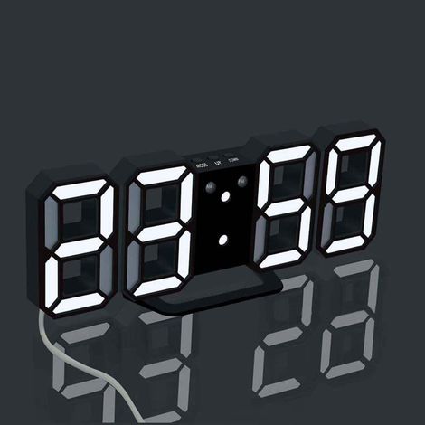 BEBUSINGOTO Lot de 1 LED Horloge Murale Réveil LED Numérique Horloge Murale Alarme Alarmes Numérique Horloge De Table Horloge Murale Numérique Horloges Murales Numérique LED,Noir (1/5)