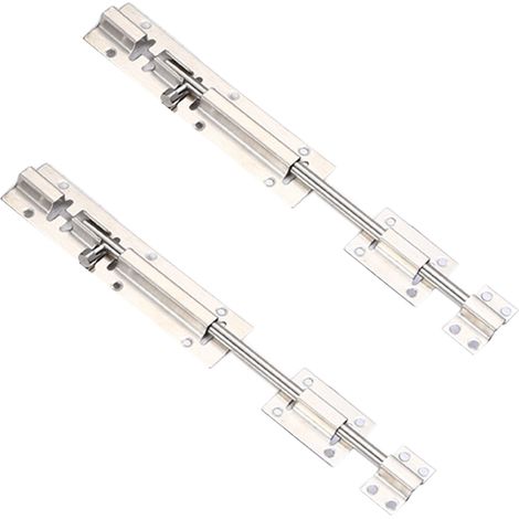 Lot de 2 verrous à barillet, verrous coulissants, verrou coulissant en acier inoxydable épais, 25 cm (10 pouces)
